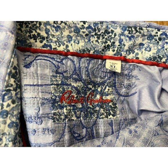 Robert Graham Mens XL Blue Flip Cuff Button Front Long Sleeve Classic Fit Stripe - Picture 5 of 8